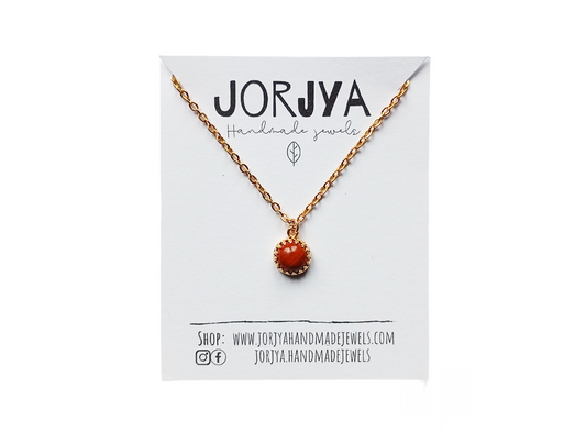 Collana girocollo con pietra tonda di diaspro rosso