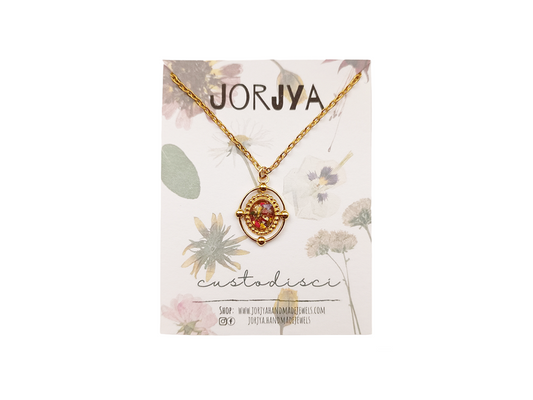 Collana "custodisci" con mix di frammenti di fiori e foglia oro