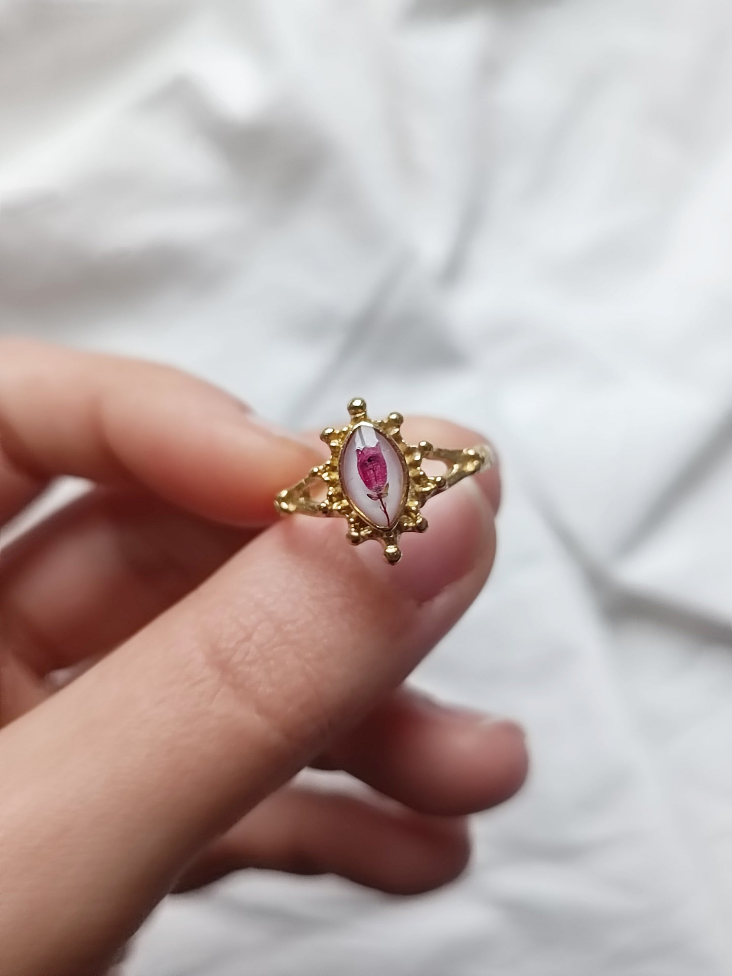 Anello in ottone regolabile marchesa con fiore di Erica